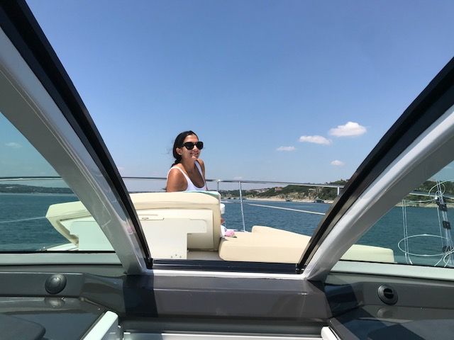 sunbathing on the boat