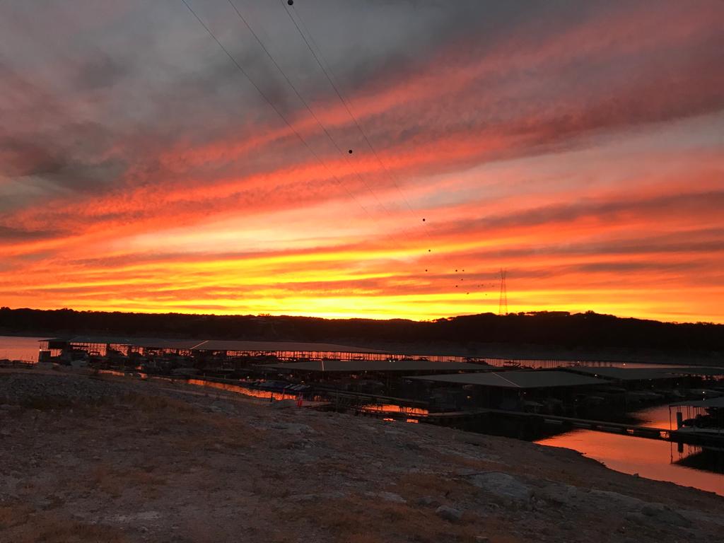 sunset colors on lake travis